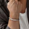 Vintage Six-Character Mantra Alloy Bracelet for Men, Personalized Heart Sutra Open Bangle, Twisted Wire Men's Bracelet