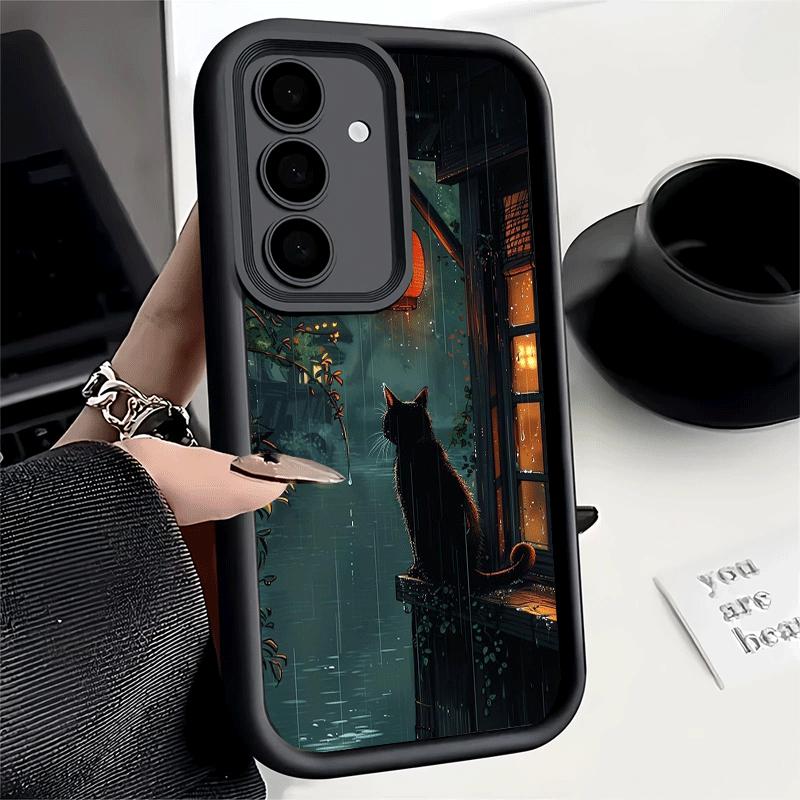 Phone Case for Samsung Galaxy S26 S25 Ultra S24 FE Healing Sense Cat Rain Shell S23 Plus S22 + S21 S20 5G Soft Silicone Funda