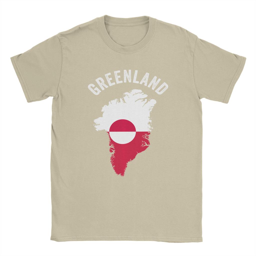 Cool Greenland Flag TShirt Men Round Collar Cotton T Shirts  Short Sleeve Tees Gift Idea Clothing