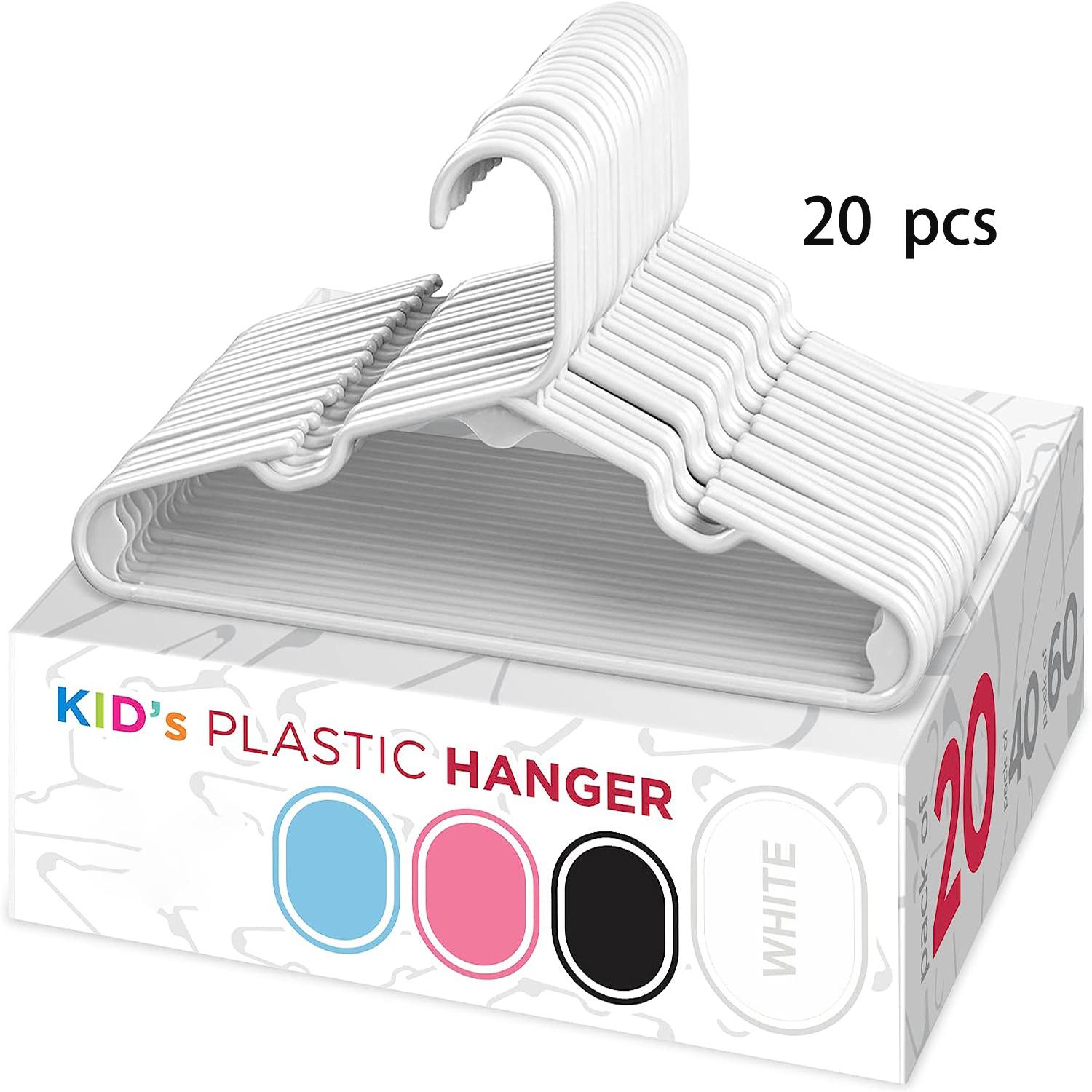 Set of 20 - Children s Plastic Hangers,Baby Hangers - For Boys and Girls Wardrobe, Clothing, Pants, Coat белый