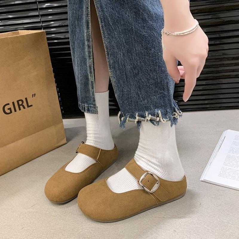 Fashion Designer Women's Closed Toe Slippers Suede Leather Clogs Sandals Women Retro Fashion Garden Mule Clog Slides Zapatillas De Mujer