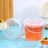 500/750/1000ML Handle Plastic Bucket with Lid Transparent Reusable Leakproof Container for Juice Fruit Tea Snack Storage Buckets