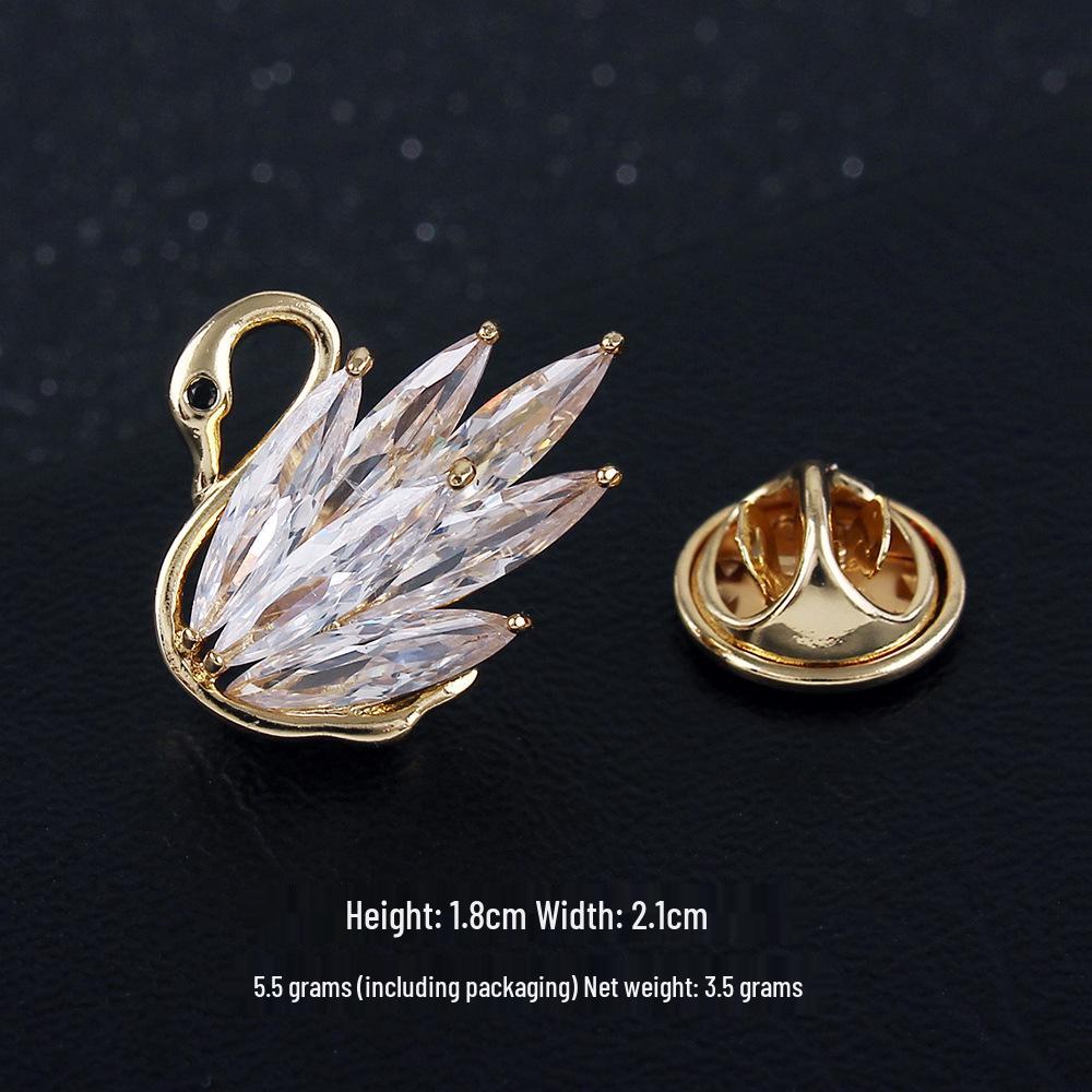 High-End Crystal Swan Brooch with Zirconia for Women – Elegant Lapel Pin Accessory