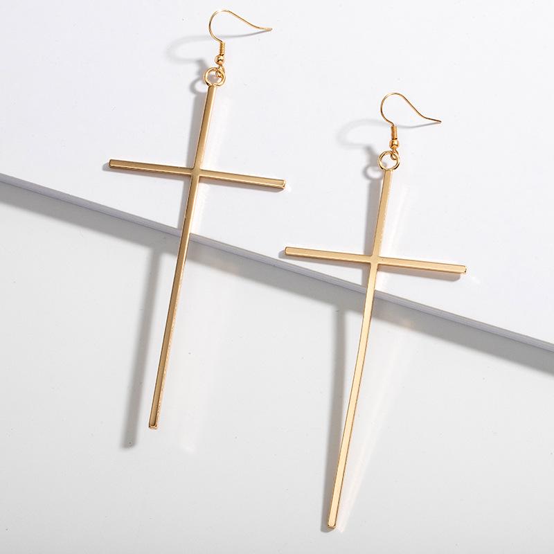 Europäische Mode Große Kreuz-Steckohrringe für Damen - Übertriebene Lange Hänge-Ohrringe Street Style