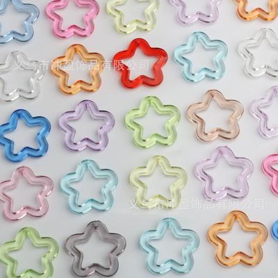 Colorful Transparent Hollow Five-pointed Star Hanging Hole Acrylic Five-pointed Star DIY Keychain Pendant Accessories Accessories Materials