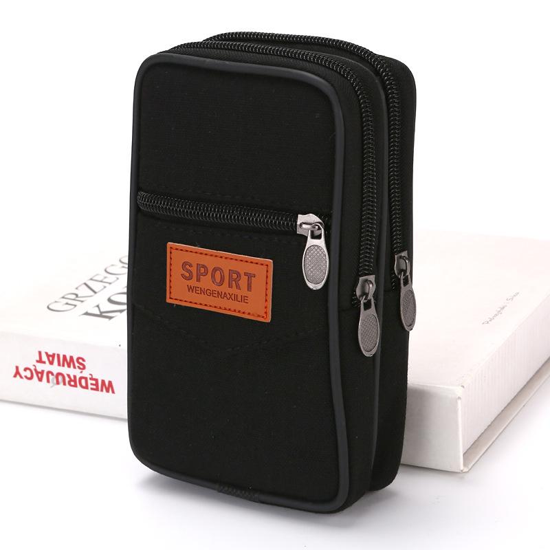 Men's Summer Canvas Phone Belt Bag: Vertical & Horizontal Design for Construction Workers