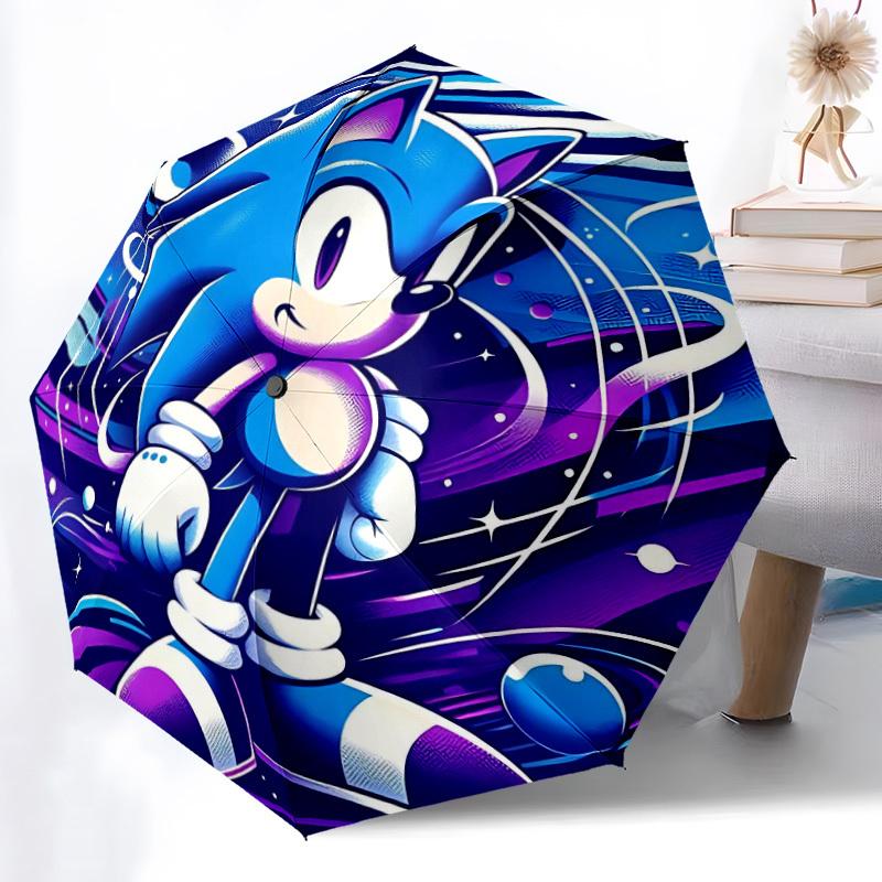 1PC Sonic the Hedgehog, Sonic Artwork Automatic Open/Close, 8-Rib Durable Frame Compact Travel Umbrella for Men & Women S1222076