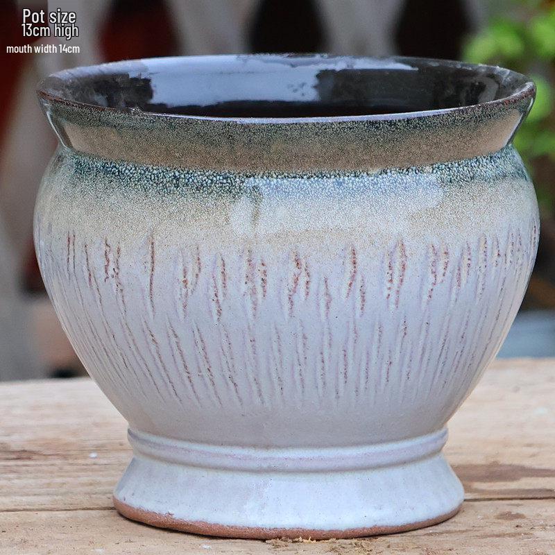Handmade Retro Zisha Ceramic Pot for Succulents, Orchid, and Asparagus - Breathable Small Flower Pot
