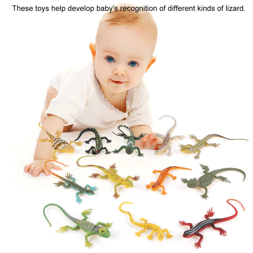Lizard Toy, 12-Piece Set of Wooden Lizards, Small Animal Toys, Educational Props, Tools, Lizard Toy Set, Kids Toy Set, Animal Model Set