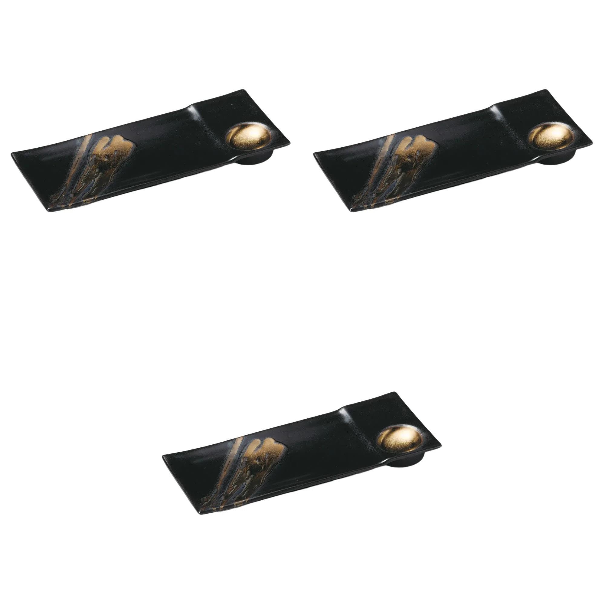 

Set of 3 Gold Line Pattern Delicacy Plates x x 2 Plates by Setomonohonpo [26 10.3 cm] золотой