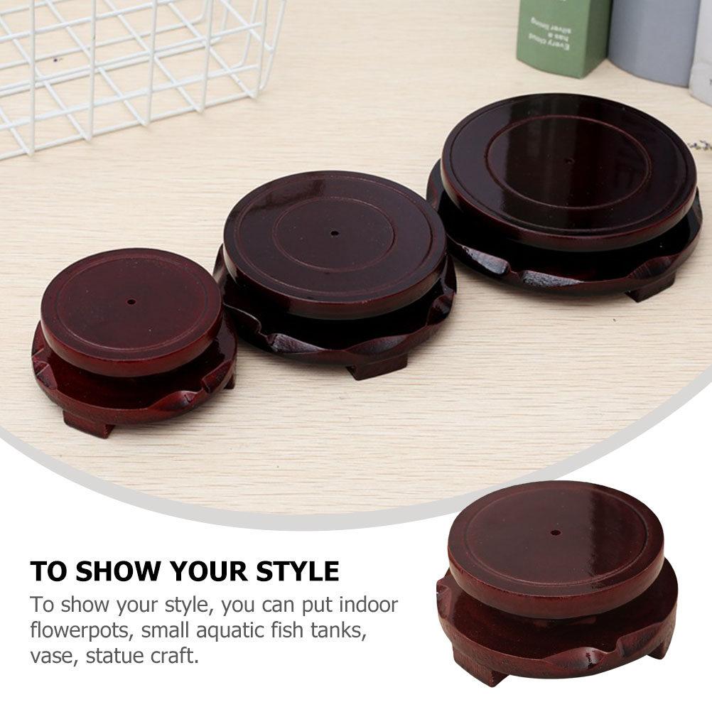 Sturdy Round Wood Display Riser Stand for Mini Potted Plants Bonsai Fish Tanks Sculptures Crafts Home Decor Wooden Pedestal Desk