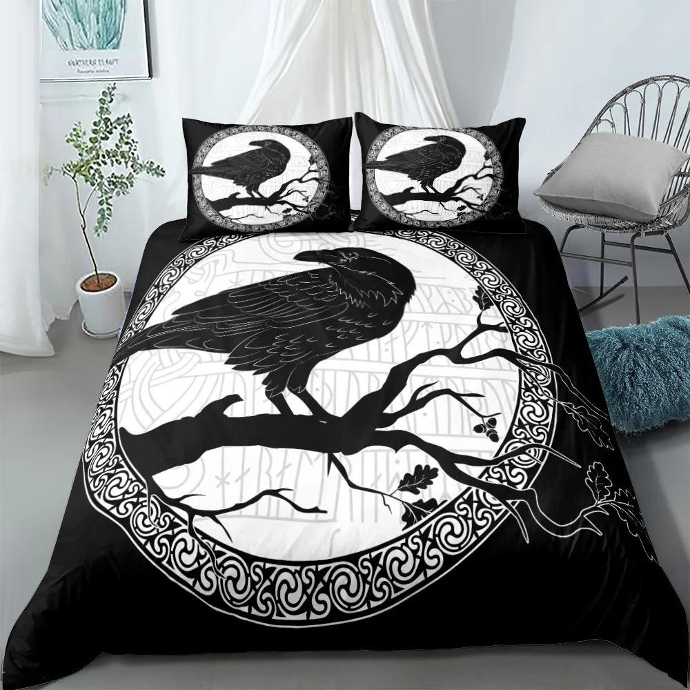 Viking Printed Duvet Set Ancient Myth Themed Bedding Set Three-Piece Set