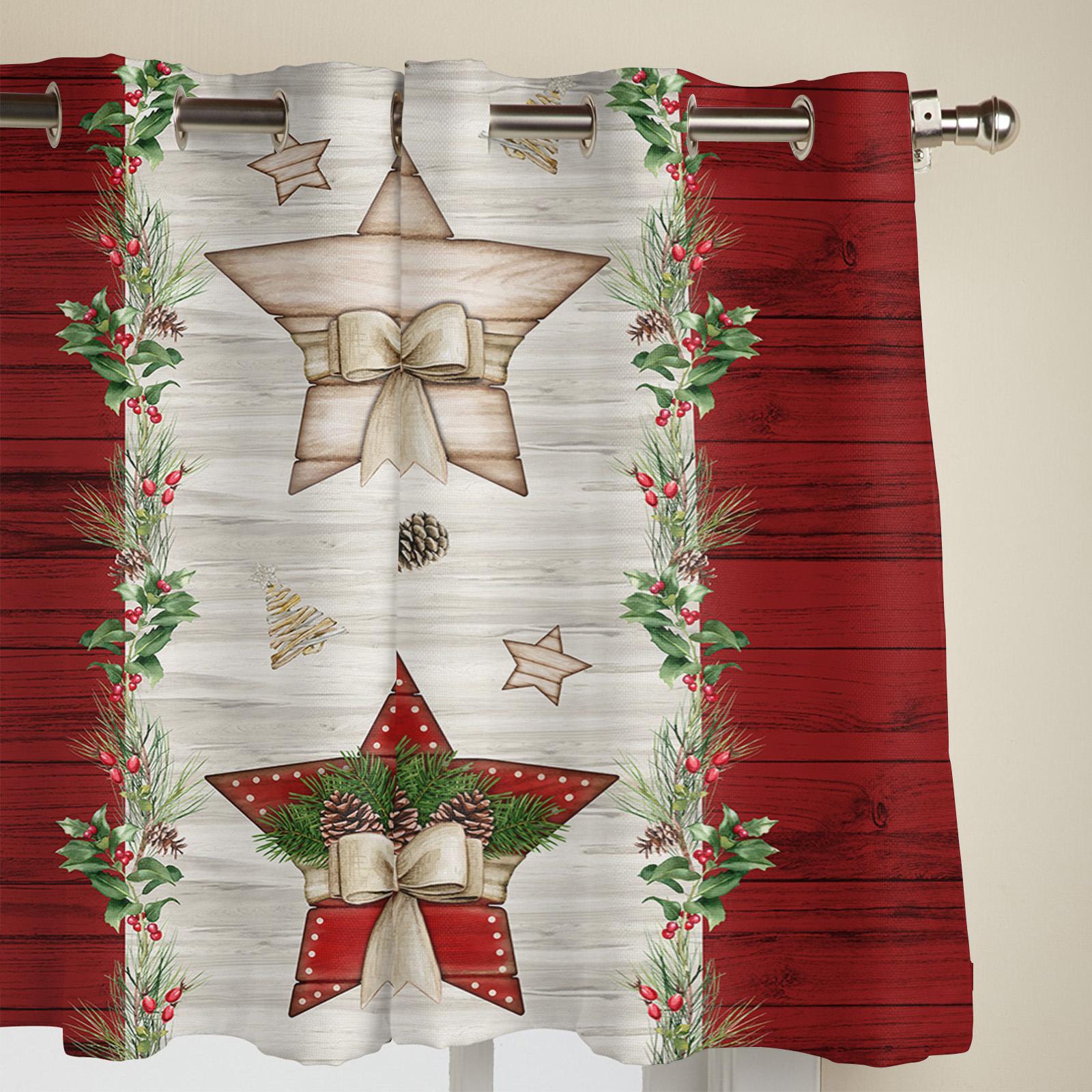 Рождественские красные деревянные зерна пятиконечная звезда оконные шторы для гостиной — фото 4