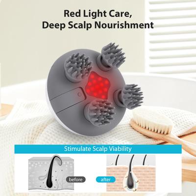 Tragbares Kopfmassagegerät mit 8 Silikon-Massageköpfen, Handmassagegerät, IPX7 wasserdicht, für Haarwachstum, Stressabbau und Entspannung