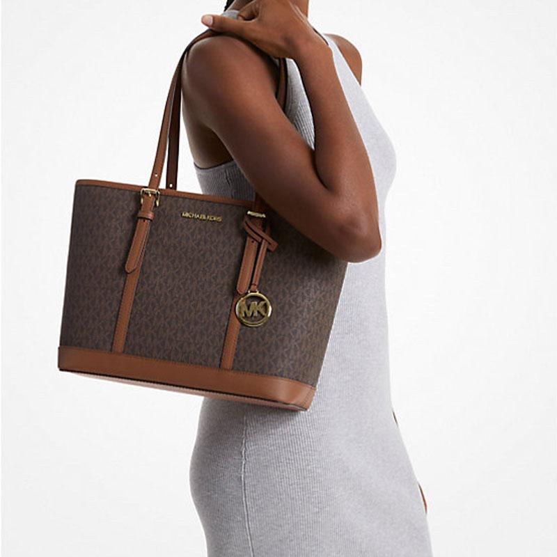 Michael Kors Shoulder Bag Luggage Series Jet Set Travel Classic Presbyopia Printed Commuting Fashion Large Capacity Tote Tote Shopping Canvas Spliced