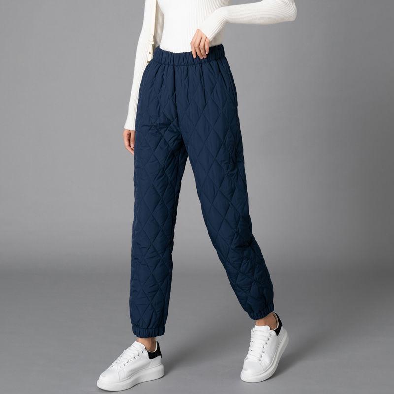 High-Waist Wide-Leg Cotton Trousers for Women - Thick, Warm, Large Size, Casual Straight Fit for Middle-Aged and Seniors.