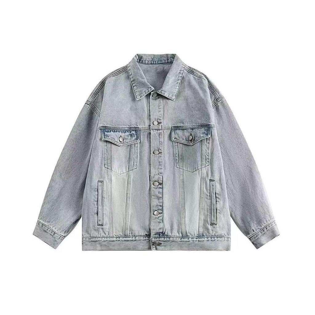 Unisex Retro Denim Motorcycle Jacket: Autumn/Winter Casual Trend, Loose Fit with Lapel