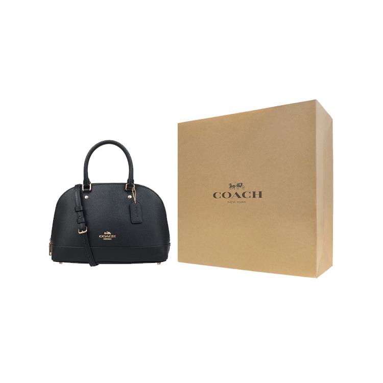 New COACH Sierra Leather Dome Bag, Handbag, Shoulder Bag, Crossbody Bag Medium Size Women's Black 27591-IMBLK