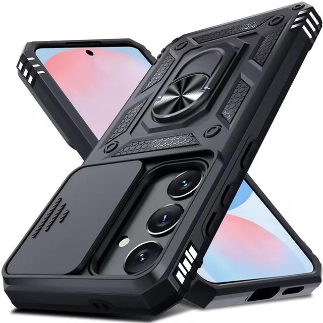 Military Armor Camera Slide Case For Samsung A57 A37 A17 A56 A16 A36 A26 A35 A15 A55 A53 A54 A14 Magnetic Ring Stand Phone Cover