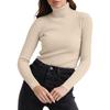 Women's Fashion High Neck Slim T-Shirt Long Sleeve Pullover Solid Colour Top