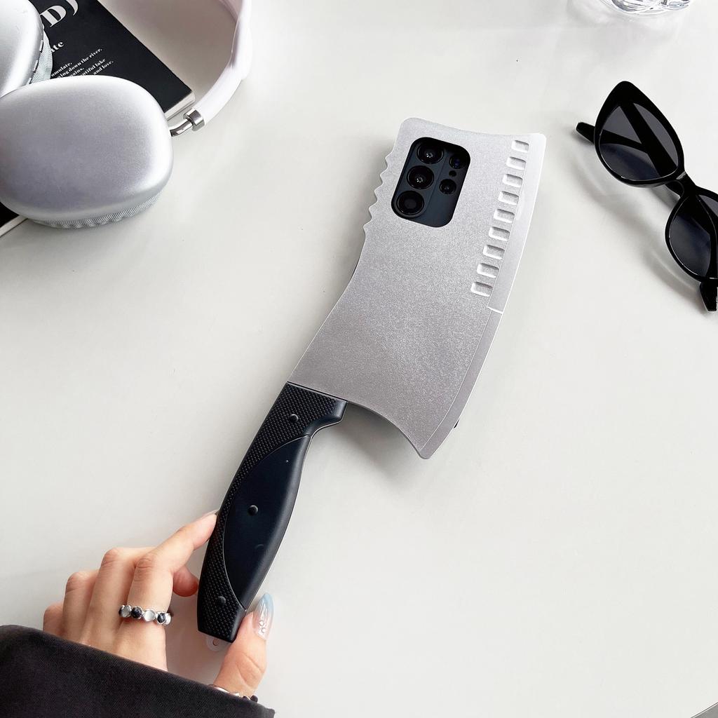 Custodia Divertente per Telefono 3D Simulazione Coltello da Cucina Chopper da Cuoco per Samsung Galaxy S21 S22 S23 S24 Plus S25 Ultra Copertura Antiurto