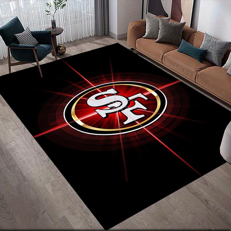 San Francisco 49ers Flanellmuster Quadratischer Teppich, Läufer, Teppich für Wohnzimmer Schlafzimmer Sofa Spielzimmer Dekor, Rutschfeste Fußmatte