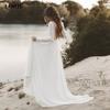 Abito da sposa leggero chiffon nuovo da spiaggia manica lunga pizzo alta gamma fotografia di viaggio sottile a sirena