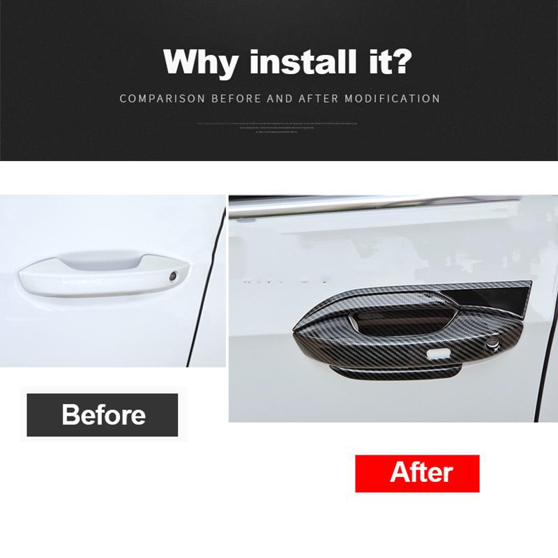 ABS Carbon Fiber Car Door Handle Door Bowl Cover Protector Trim Stickers For Volkawagen VW Golf 8 MK8   2022 Accessories