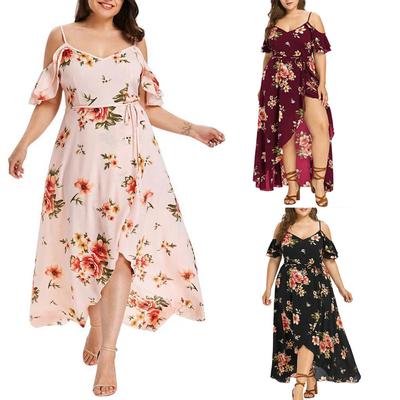 Large Size 2024 Summer Dress for Women Plus Size Beach Vacation Sexy Camisole Floral Skirt Oversized Bohemian Casual Mini Dresse