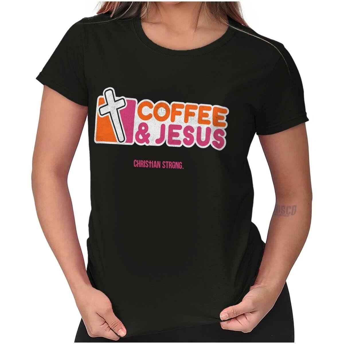Christian Faith Pop Culture Coffee and Jesus Womens Top Junior Graphic Tee XL