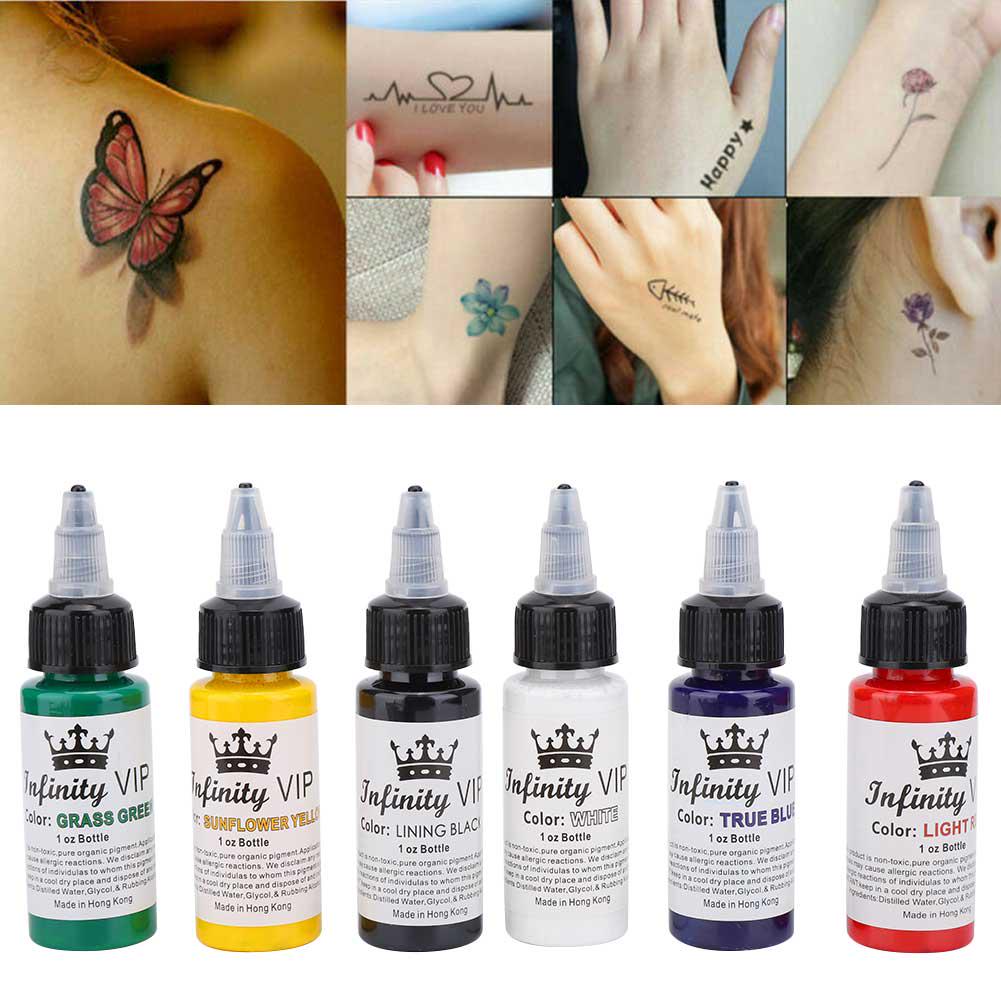 6Pcs Set Semi Permanent Tattoo Pigment Ink Long Lasting Tattoo Inks Accessory Tool