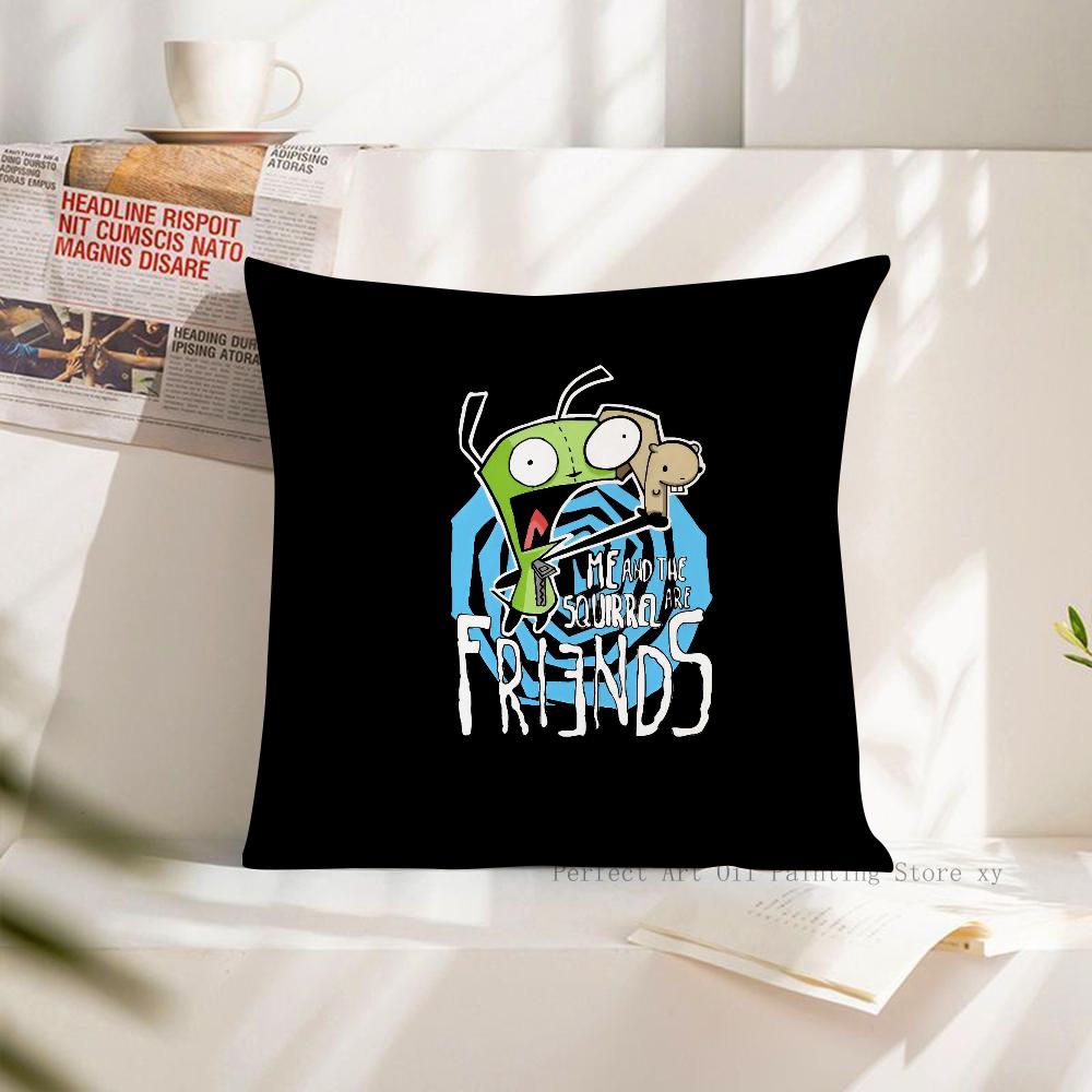 Cartoon Pillow Case Fashion Square Pillowcase Bedroom Sofa Room Ins Decoration Leisure Invader Zim Cushion Cover 40x40