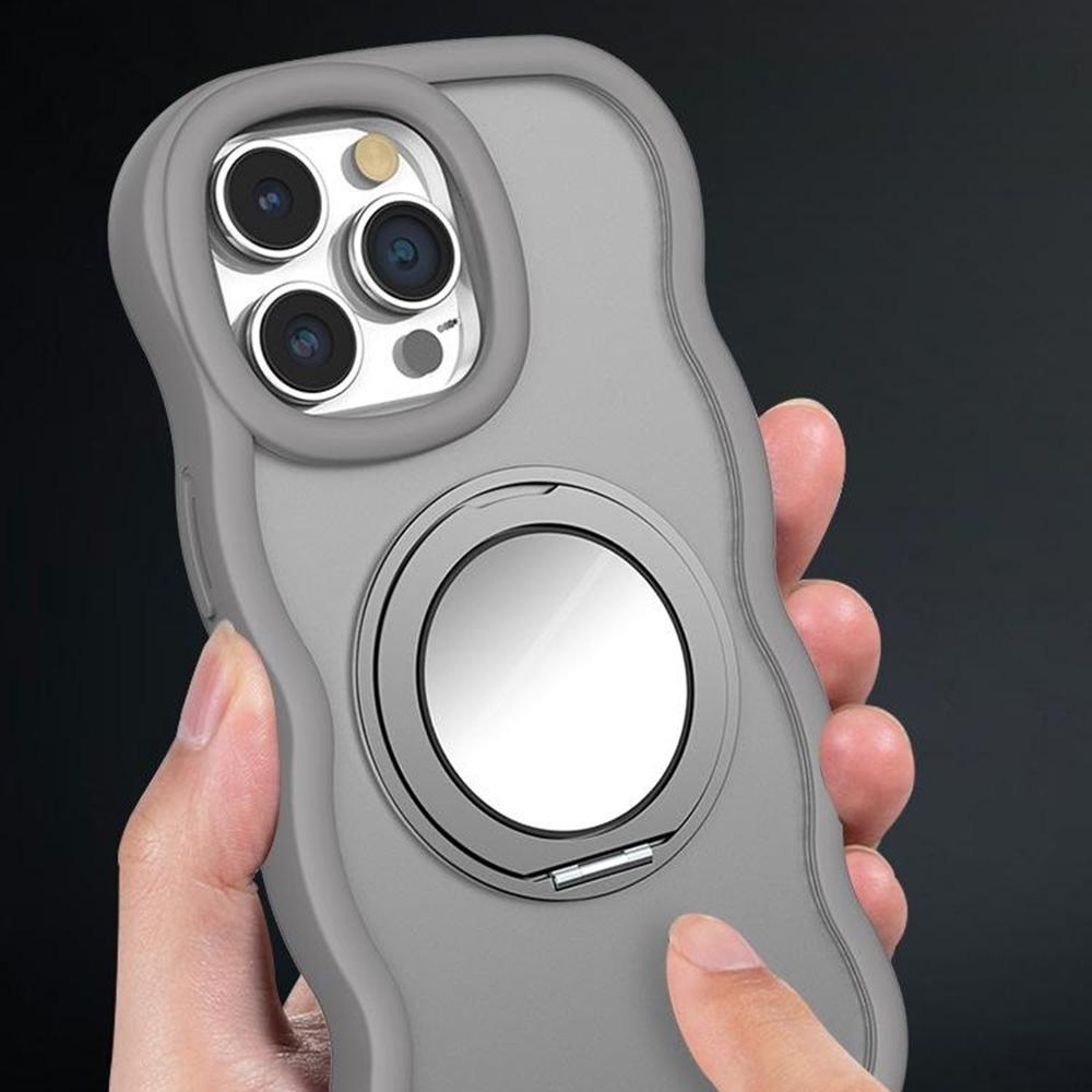 For iPhone 15 Pro Case Compatble with MagSafe Kickstand TPU+PC Phone Cover Built-In Mirror