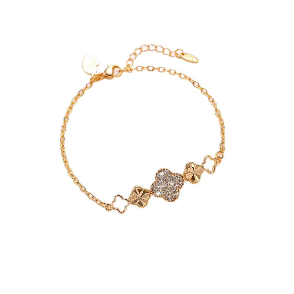 Four-leaf Clover Bracelet Copper Set with Zircon Fashionable Women's Bracelet