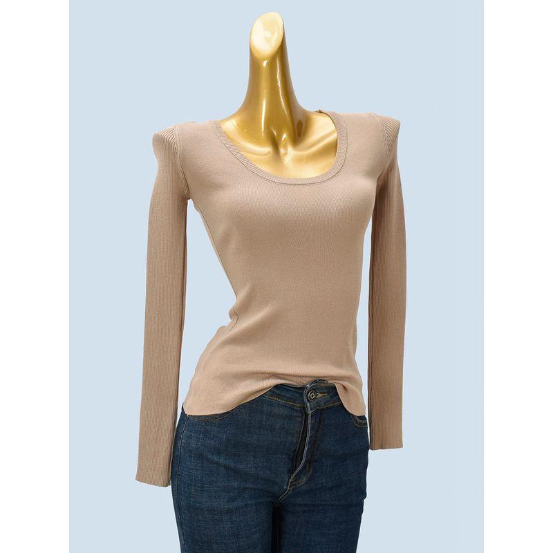 Knitted round Neck Pullover Bottoming Shirt Soft High Elasticity Sweater Women Spring and Autumn Inner wear Thread Slim fit Slimming Long sleeve Top