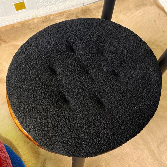 Seat Cushion Round Futon Design Furry Short Plush Surface Extra Thick Chair Floor Cushion Anti-Slip Design Solid Color Chair Cushion