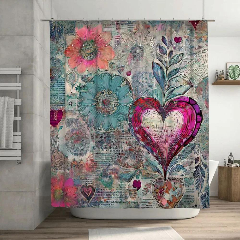 Modern Green Leaf Shower Curtain Waterproof Bathroom Decor Plant Pattern Home Decoration