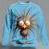 Men's 3D Chick Messy Hair Cat T Shirt Long Sleeve T Shirt 3D Print Crew Neck Shirt Fashion Basic Street Casual Daily Clothing