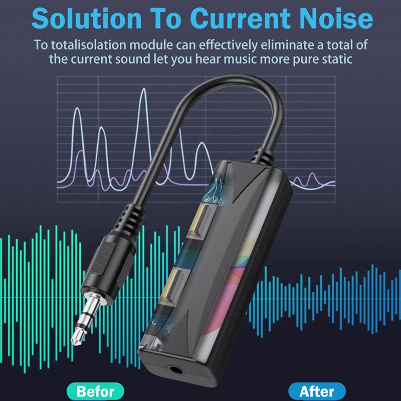 Anti-interference 3.5mm AUX Audio Noise Filter Ground Loop Noise Isolator Eliminate For Speaker Phone Car Stereo Audio System