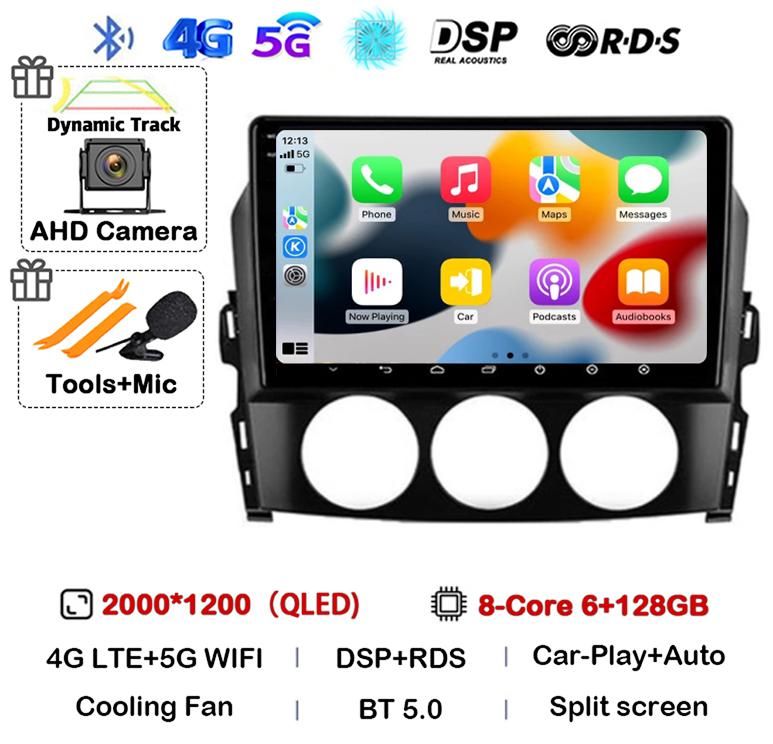 Android 14 Carplay For Mazda MX-5 MX5 III 3 NC Miata 2005-2015 Car Radio Multimedia Stereo Navigation GPS Head Unit Autoradio BT