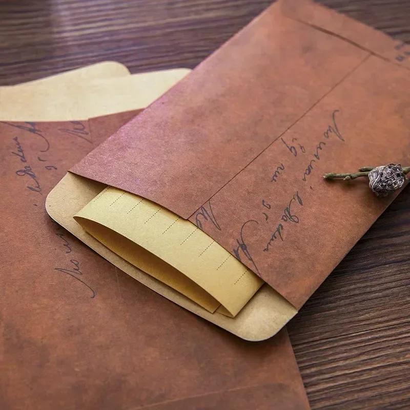 Vintage Kraft Konvolutt Retro Håndlaget postkort Kjærlighetsbrev Skrive Gaveemballasje Oppbevaringspose Invitasjon gratulasjonskort