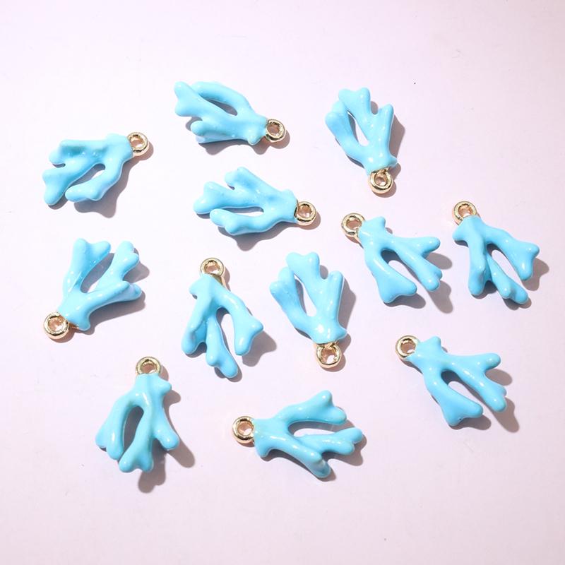 20pcs 16x10x5mm 3D Enamel Coral Charms Pendant Alloy Metal DIY Jewelry Making Accessories for Bracelet Earrings Necklace
