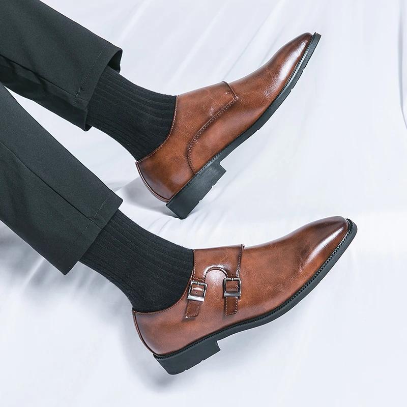 Fashion Mens Business Derby Shoes Career Black Brown Casual Shoes Office Classic Leather Shoes  Plus Size 38-46