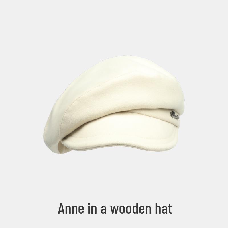 Cloud Octagonal Hat: Women's Retro Khaki Beret, Large Face-Slimming Autumn/Winter Cap, Men's Black Flat Hat