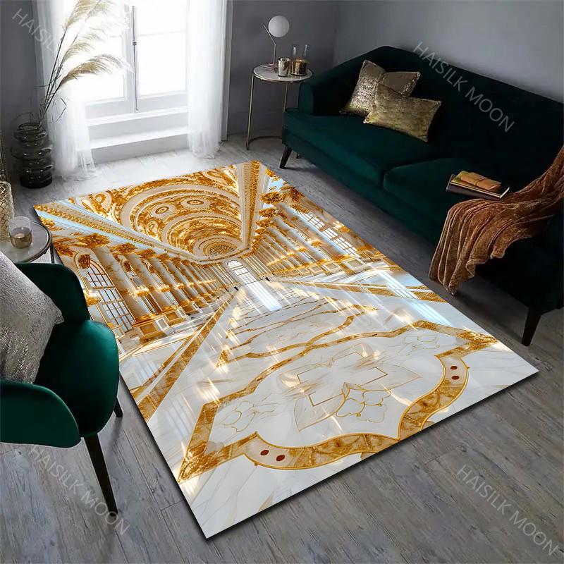 HD Palace Churches Temples Corridors Pattern Carpet for Living Room Bedroom Sofa Home Decor Non-slip Floor Mat Large Size