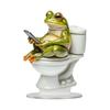 Frosch auf Toilette Acryl-Dekoration, 2D Lustige Badezimmerregal-Figur, Niedliche Zusammengebaute Statue für Schreibtisch Wohnzimmer Büro, Humorvolles Geschenk für Freunde