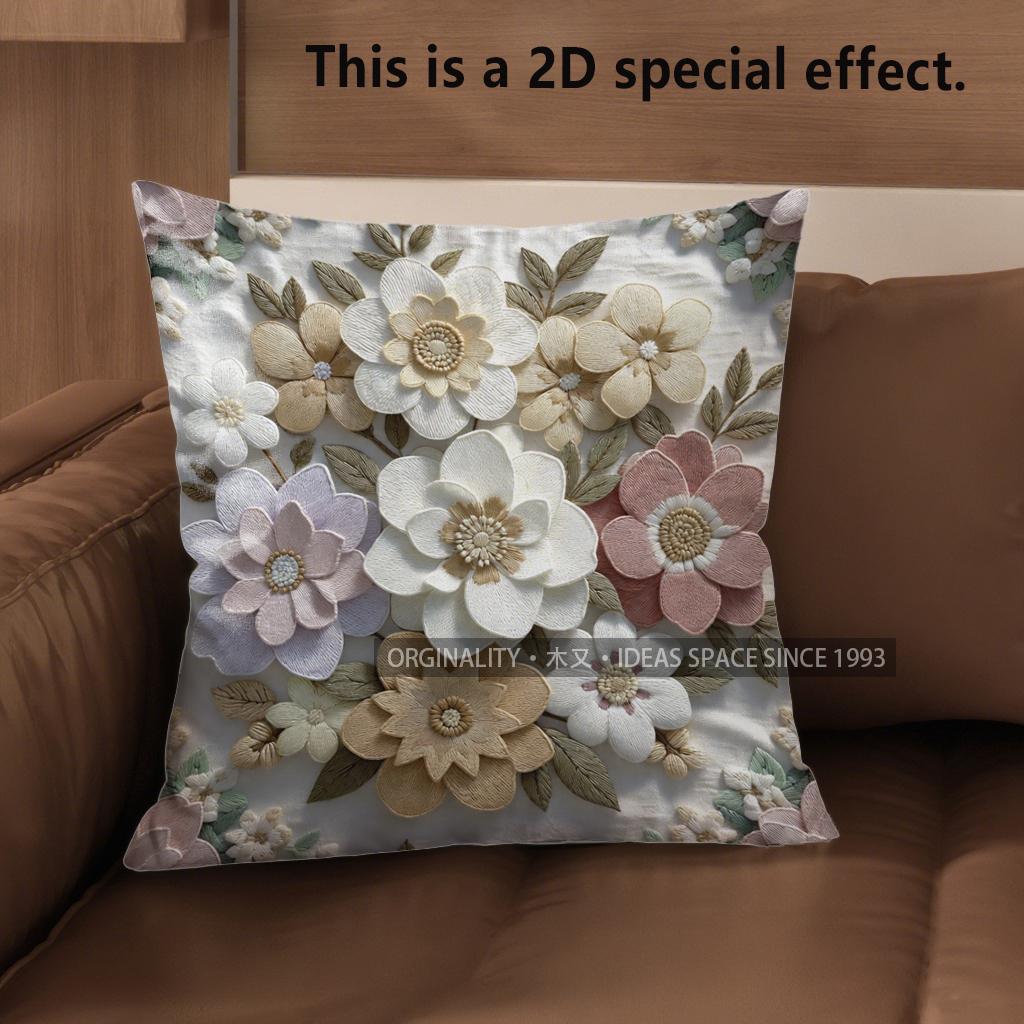 2D Vintage Floral 2D  Print Throw Pillow Covers Pattern Cushion Cover Suitable For Sofa Bedroom Car Pillow Cover