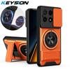 KEYSION Magnetic Phone Case for Xiaomi POCO X6 Pro 5G Slide Camera Lens Protection Upright Kickstand Ring Shockproof Back Cover