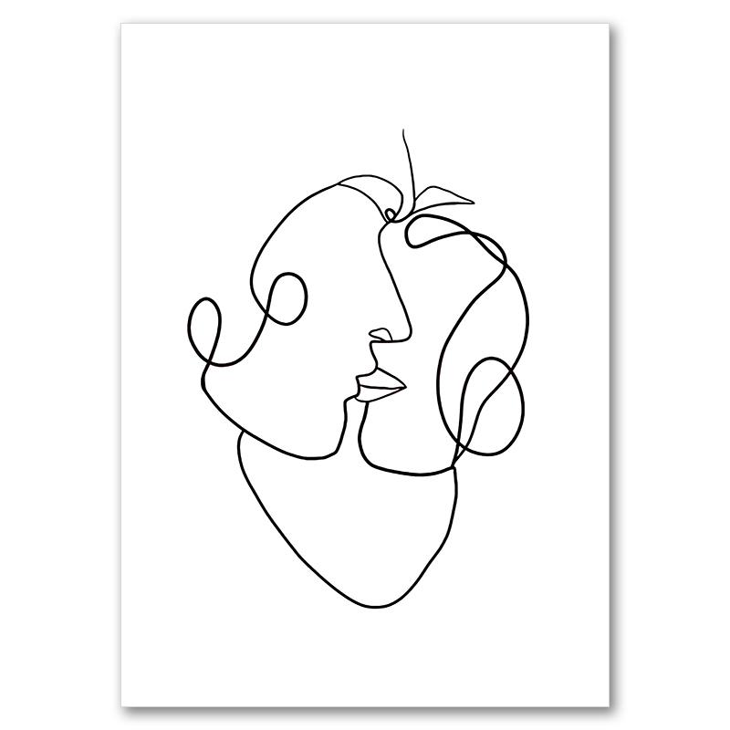 Love Heart Hands Line Girl Boy Abstract Nordic Posters And Prints Wall Art Canvas Painting Pictures For Living Room Decoration