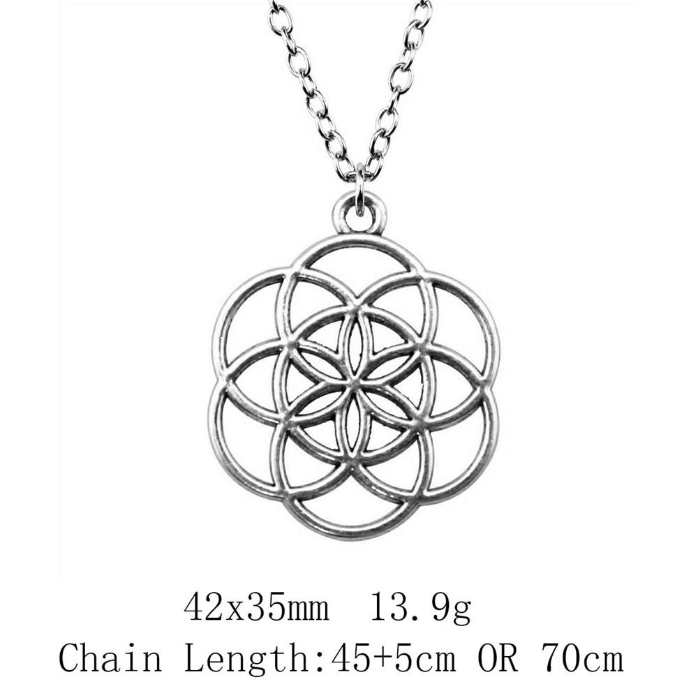 Back To School Christmas Necklace Flower Of Life 45cm Or 70cm Long Chain Necklace Home Garden Necklaces With Pendant